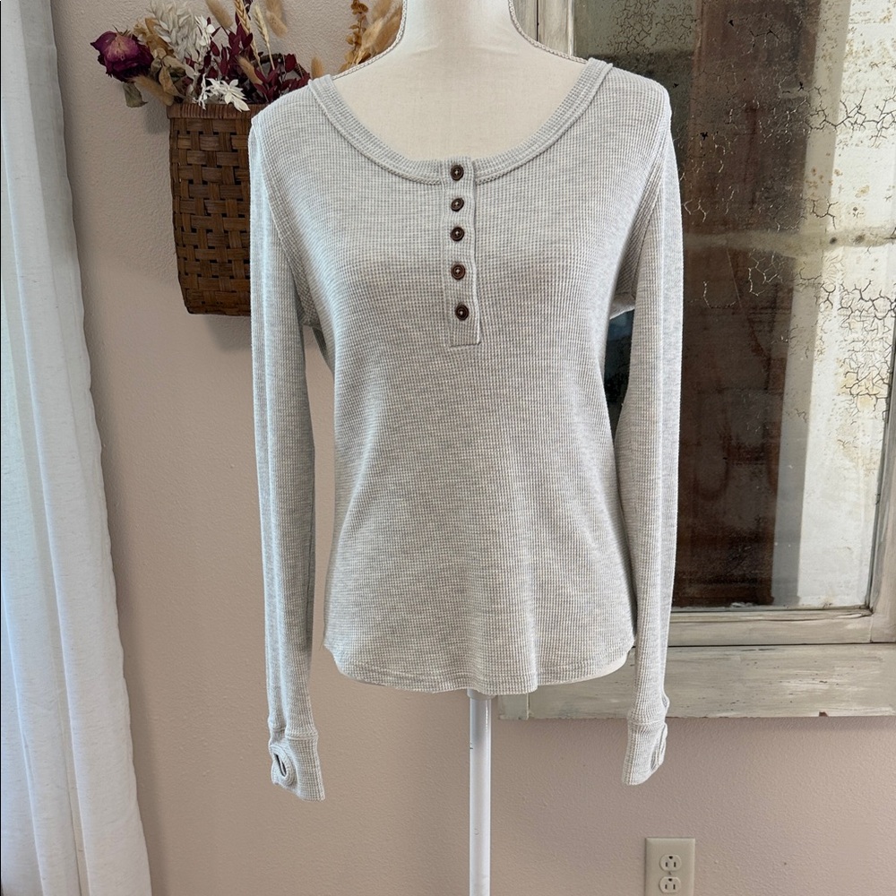 Bohme Light Gray Henley Women's Blouse